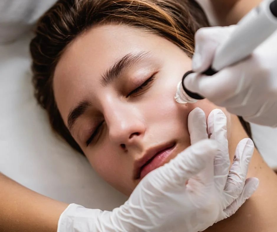 Client receiving a facial treatment